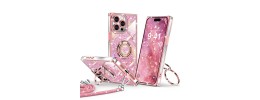 iP15 Pro Max Cross Full Diamond Bling Case Cover - Pink