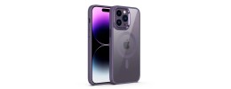 iP15 Pro Max Dazzle Magnetic Ring Stand Alloy Chrome Transparent Hybrid Case Cover - Dark Purple