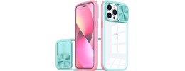 iP15 Pro Max Fusion Transparent Clear Hybrid Case Cover - Pink/Blue