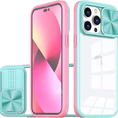 iP15 Pro Max Fusion Transparent Clear Hybrid Case Cover - Pink/Blue