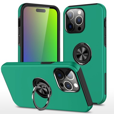 iP15 Pro Max OPTIMUM Magnetic Ring Stand Hybrid Case Cover - Midnight Green
