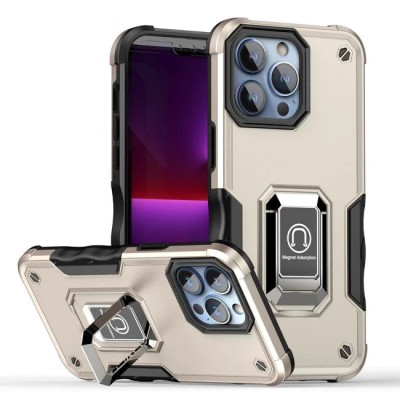 iP15 Pro Max OPTIMUM Magnetic Ring Stand Hybrid Case Cover - Rose Gold