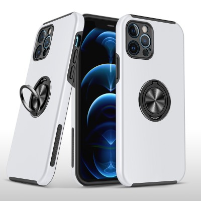 iP15 Pro Max OPTIMUM Magnetic Ring Stand Hybrid Case Cover - White