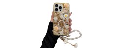 iP15 Pro Max Rhombus Bling Glitter Diamond Case Cover - Gold