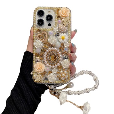 iP15 Pro Max Rhombus Bling Glitter Diamond Case Cover - Gold