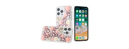 iP15 Pro Max Rose Flower Full Diamond Bling Stones - Pink