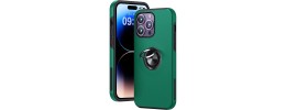 iP15 Pro Max Utter Tough Metal Ring Movable Camera Window Hybrid Case Cover - Midnight Green