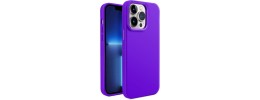 iP15 Pro Max Premium LIQUID Silicone with Metal Buttons and Camera Edges Case Cover - Purple