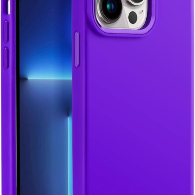 iP15 Pro Max Premium LIQUID Silicone with Metal Buttons and Camera Edges Case Cover - Purple