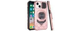iP15 Pro Max Robotic Hybrid with Magnetic Ring Stand Case Cover - Rose Gold