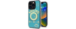 iPhone 15 Smiling Glitter Ornament Bling With Ring Stand Hybrid Case Cover - Blue