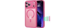 or iPhone 17 Pro Max Complete Magnetic Metal Ring Stand  Camera Protection Hybrid - Hot Pink