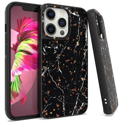 iPhone 13 6.1 /14 6.1 Chrome Flake Marble Black