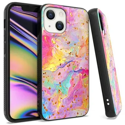 iPhone 13 6.1 /14 6.1 Chrome Flake Marble Rainbow
