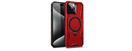 For iPhone 14 PRO MAX 6.7" Magnetic Ring Stand Simplistic Tough Hybrid Case Cover - Red