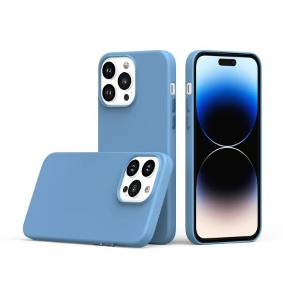 For iPhone 14 PRO MAX 6.7" PU Leather with inner [Magnetic Circle] Colored Metal Buttons - Indigo Blue