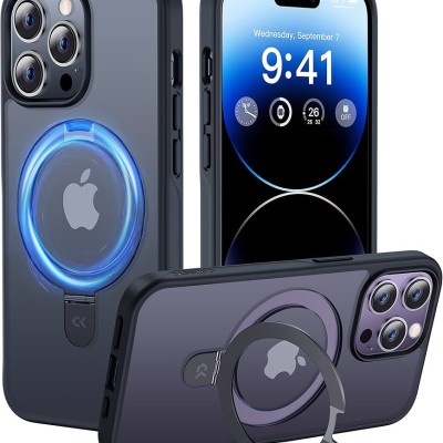 iPhone 14 pro max Magsafe w Stand Case Deluxe01-Blue