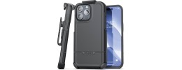 iPhone 15 CARD Holster with Kickstand Clip Hybrid Case Cover - Black