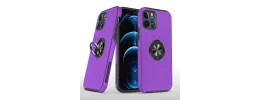 iPhone 15 CHIEF Oil Painted Magnetic Ring Stand Hybrid Case Cover - Dark Purple
