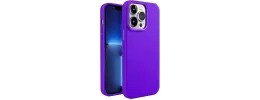 iPhone 15 Premium LIQUID Silicone with Metal Buttons and Camera Edges Case Cover - Purple