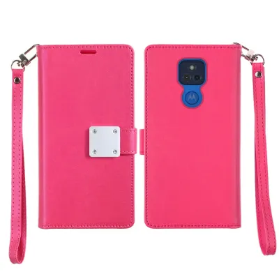 iPhone 15 Wallet ID Card Holder Case Cover - Hot Pink