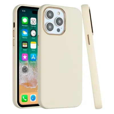 iPhone 15 Classy Slick Chromed Around Hybrid Case Cover - White