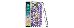 iPhone 15 Cross Full Diamond Bling Case Cover - Purple
