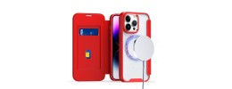 iPhone 15 Flap [Magnetic Circle] Transparent Hybrid - Red
