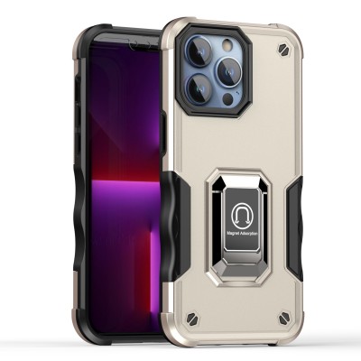 iPhone 15 OPTIMUM Magnetic Ring Stand Hybrid Case Cover - Gold