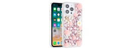 iPhone 15 Plus Rose Flower Full Diamond Bling Stones - Pink