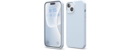 iPhone 15 Premium LIQUID Silicone with Metal Buttons and Camera Edges Case Cover - Light Blue