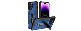 iPhone 15 Pro Mighty Zinc Oil Kickstand with UV Oil Premium Material Hybrid - Dark Blue