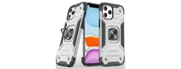 iPhone 15 Robust Magnetic Kickstand Hybrid Case Cover - Silver