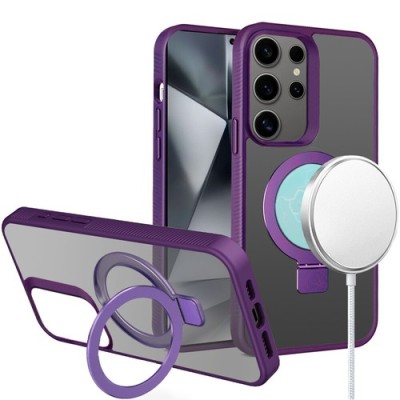 iPhone 15 Skin Touch Feel HQ [Magnetic Circle] Kickstand Hybrid - Purple
