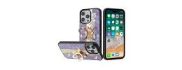 iPhone 15 Plus SPLENDID Diamond Glitter Ornaments Engraving Case Cover - Enchanted Butterfly Purple
