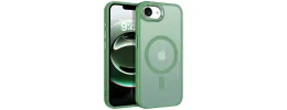 iPhone 16e Hybrid Clear Case w/ Magsafe Green Edge(Prem