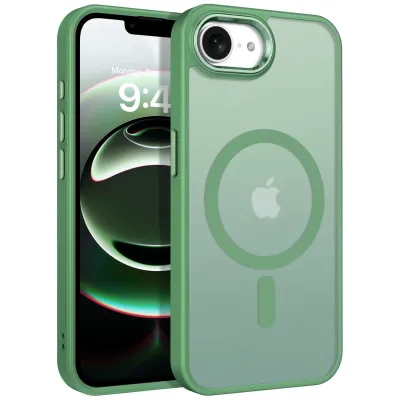 iPhone 16e Hybrid Clear Case w/ Magsafe Green Edge(Prem