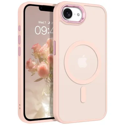 iPhone 16e Hybrid Clear Case w/ Magsafe Pink Edge(Premi