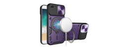 iPhone 16e Translucent Magnetic Ring Stand Case Purple(Premi