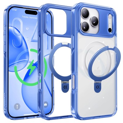 iPhone 17 2025 Translucent Magnetic Ring Stand Case Blue(Pre