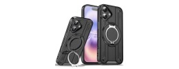 iPhone 17 2025 Twisting Metal Ring Stand Case w/Camera cover