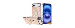 iPhone 17 Air Glitter w/Diamonds Edges Ring Stand Bling Case
