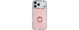 iPhone 17 Air Glitter w/Diamonds Edges Ring Stand Bling Case Pink(Premium Package)