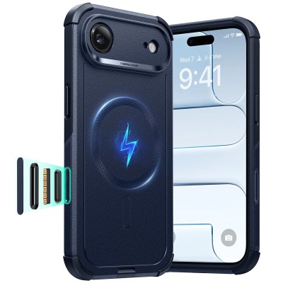 iPhone 17 Air Hybrid Case w/Large Twisting Magnetic Ring Sta