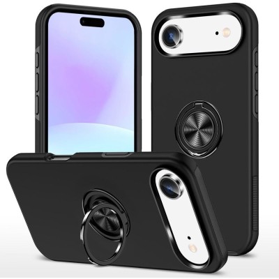 iPhone 17 Air Magnetic Ring case w/ Rotate Ring Stand Black(