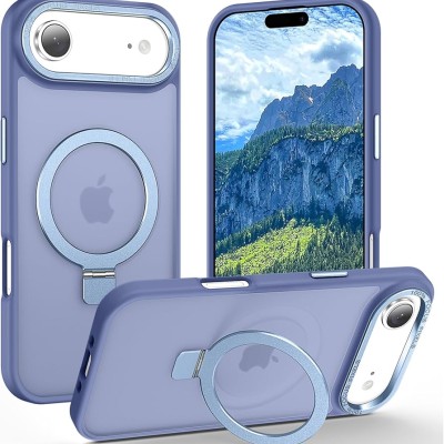 iPhone 17 Air Oil Painted Case w/Flat Magnetic Ring Stand Blue (Premium Package)