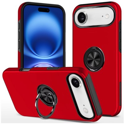iPhone 17 Air Oil Painted Case w/Flat Magnetic Ring Stand Red (Premium Package)