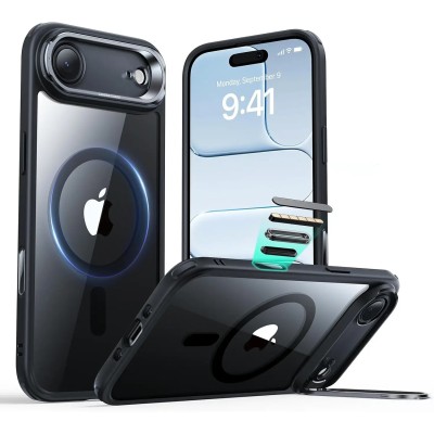 iPhone 17 Air Translucent Case w/ Magnetic Ring Black(Premiu