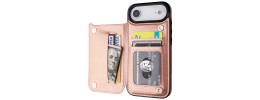 iPhone 17 Air luxurious synthetic PU leather 6 Card Slots Infolio, Rose Gold(Premium Package)