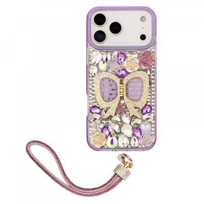 iPhone 17 Pro Max Full Bling Glitter Diamond Flower Case Pin